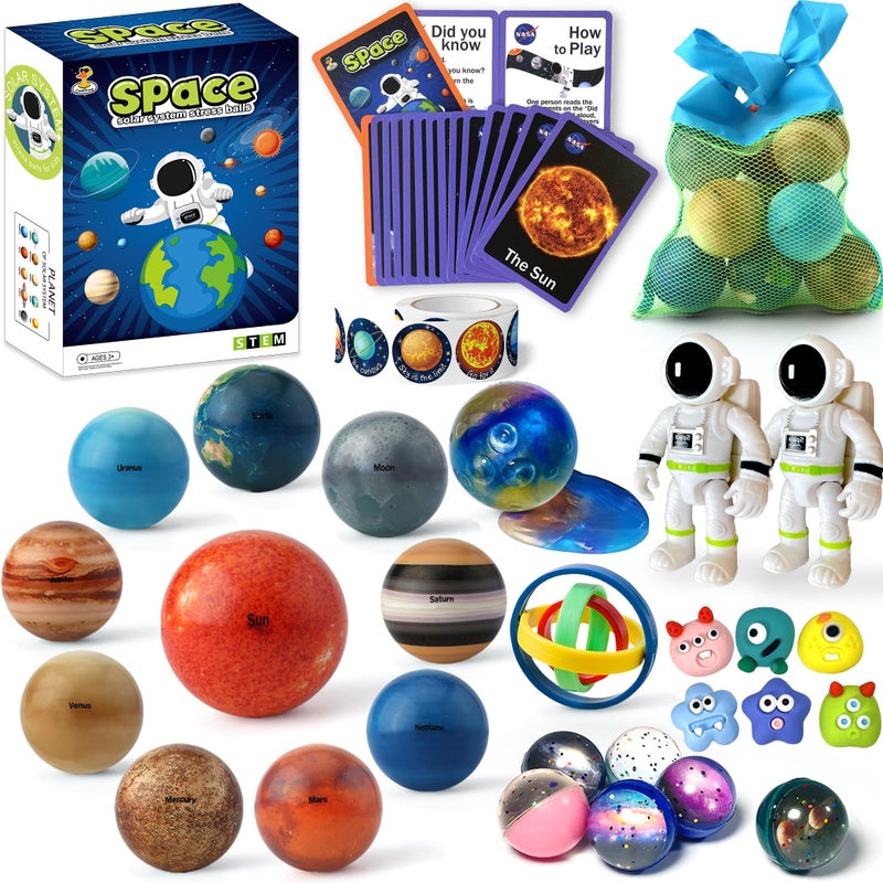 COOLDUCK Solar System Planets Toys for Kids STEM Educational Sensory Toys for Autistic Children NonToxic Space Astronaut Slime Ball Alien Monster Toy Set with Mesh Storing Bag for 35810 Boy Girls - Image 4
