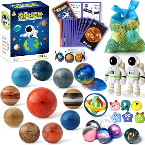COOLDUCK Solar System Planets Toys for Kids STEM Educational Sensory Toys for Autistic Children NonToxic Space Astronaut Slime Ball Alien Monster Toy Set with Mesh Storing Bag for 35810 Boy Girls - Image 1