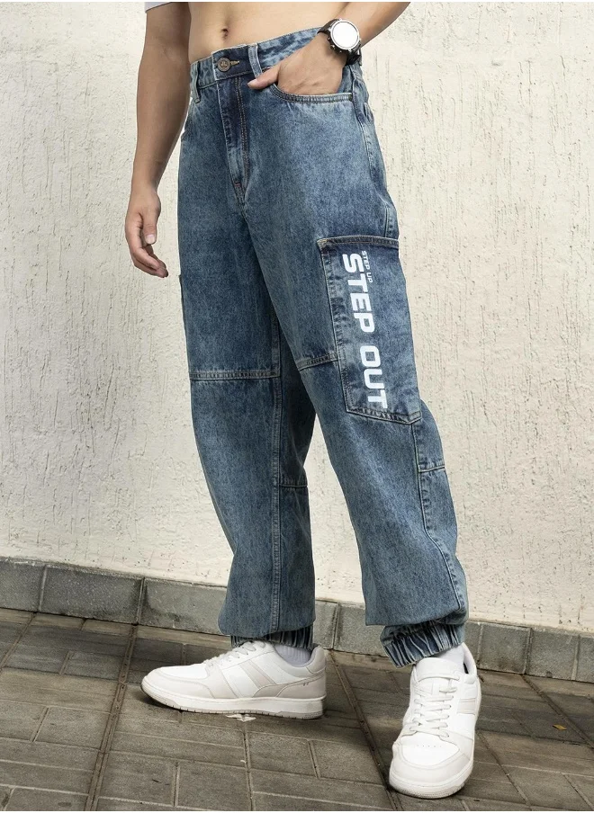 هوبرهولمي Men Indigo Jeans - Baggy Loose Fit Comfortable Jeans