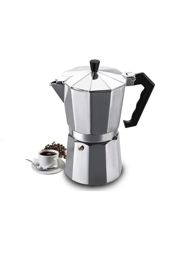 3D CREATIONS Alluminium Italian Style Stovetop Coffee Maker Moka Pot espresso Coffee percolator 6 cups of Coffee (Silver, 300 ml) - Image 1
