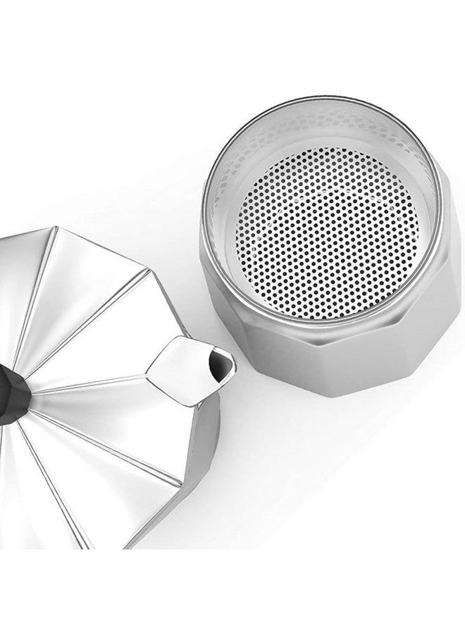 3D CREATIONS Alluminium Italian Style Stovetop Coffee Maker Moka Pot espresso Coffee percolator 6 cups of Coffee (Silver, 300 ml) - Image 2