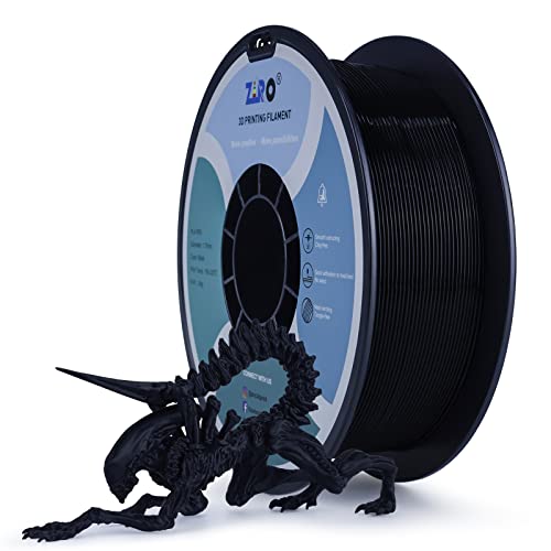 ZIRO 3D Printer Filament, PLA Filament 1.75mm, Black pla 1KG(2.2lbs), Dimensional Accuracy +/- 0.03mm, Fits Most FDM Printer AMS System,3D Printing Filament Spool Black (Plastic Reel) - Image 1