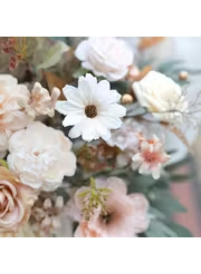 إيروريكس باقة ورود صناعية بلون الشامبين البني – زهور بلاستيكية مع سيقان للديكور المنزلي والمناسبات - Image 3