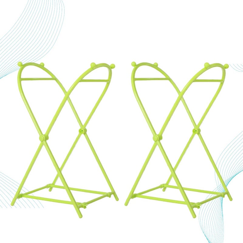 2pcs Hanging Rubbish Rack Storage Bag Rack Foldable Garbage Bag Shelf Rubbish Bag Rack for Bathroom Home Kitchen (Green) - Image 1