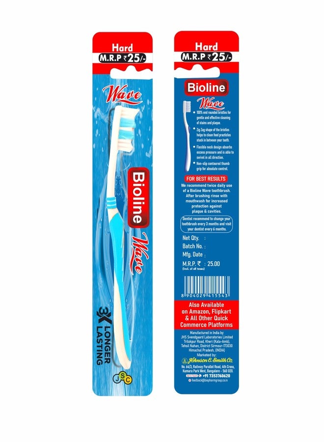 BIOLINE Wave Manual Toothbrush With Hard Bristles - Multicolour (Pack Of 12) - Image 2
