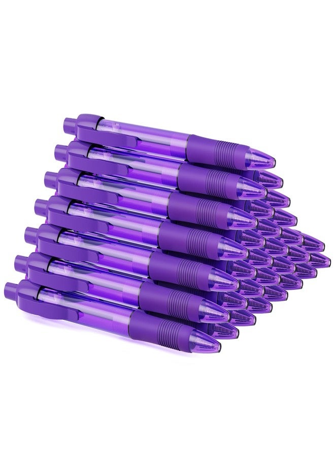 deegtran Pens Bulk, 30 Pack No Bleed Purple Ink Click Pens with Soft Grip, Wholesale Retractable Ballpoint Pens for Office School, Medium Point Smooth 1.0MM - Image 1