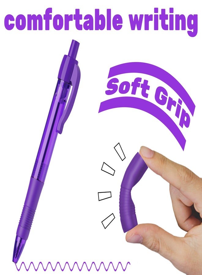 deegtran Pens Bulk, 30 Pack No Bleed Purple Ink Click Pens with Soft Grip, Wholesale Retractable Ballpoint Pens for Office School, Medium Point Smooth 1.0MM - Image 4