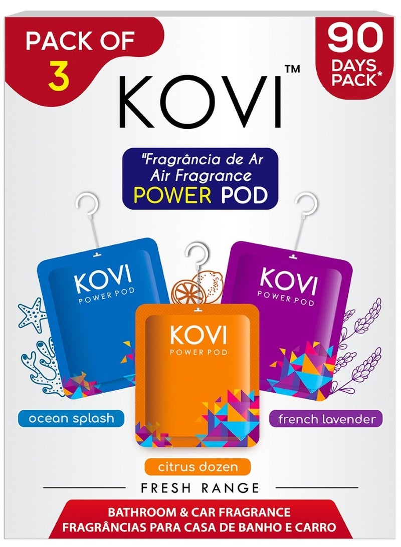 Kovi بود عطر الهواء لقضاء الحمام والسيارة، مجموعة الحمضيات، رذاذ المحيط، لافندر فرنسي، معززة بالزيوت الأساسية، روائح تدوم طويلاً، مجموعة منعشة، عبوة من 3 (10 جرام لكل منها) - Image 1