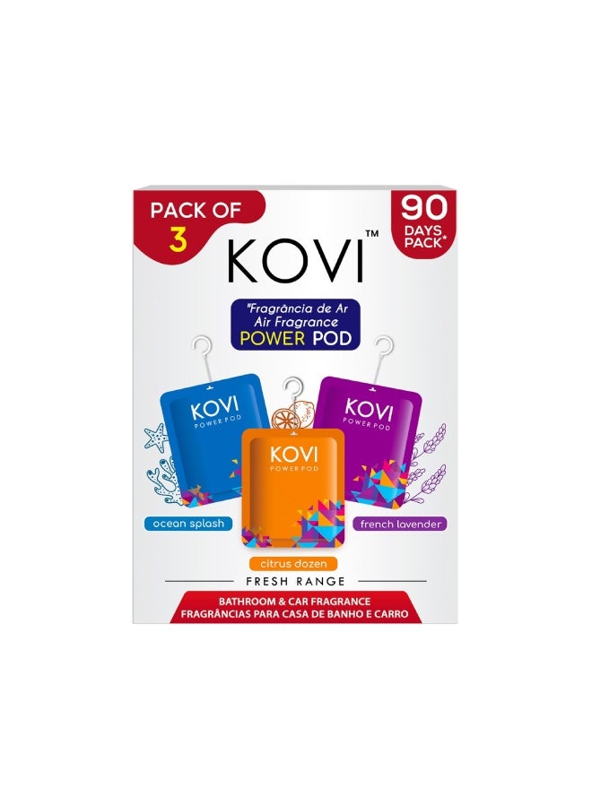 Kovi بود عطر الهواء لقضاء الحمام والسيارة، مجموعة الحمضيات، رذاذ المحيط، لافندر فرنسي، معززة بالزيوت الأساسية، روائح تدوم طويلاً، مجموعة منعشة، عبوة من 3 (10 جرام لكل منها) - Image 2