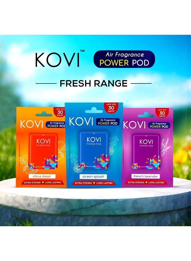 Kovi بود عطر الهواء لقضاء الحمام والسيارة، مجموعة الحمضيات، رذاذ المحيط، لافندر فرنسي، معززة بالزيوت الأساسية، روائح تدوم طويلاً، مجموعة منعشة، عبوة من 3 (10 جرام لكل منها) - Image 3