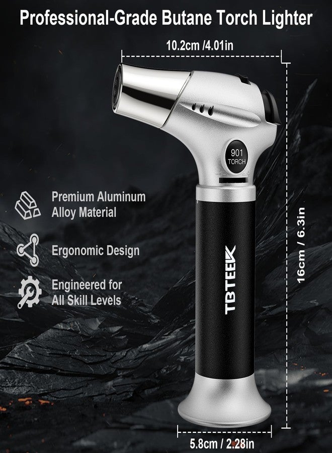 TBTEEK Butane Torch, Kitchen Torch Cooking Torch with Safety Lock & Adjustable Flame for Cooking, BBQ, Baking, Brulee, Creme, DIY Soldering(Butane Not Included) - Image 3