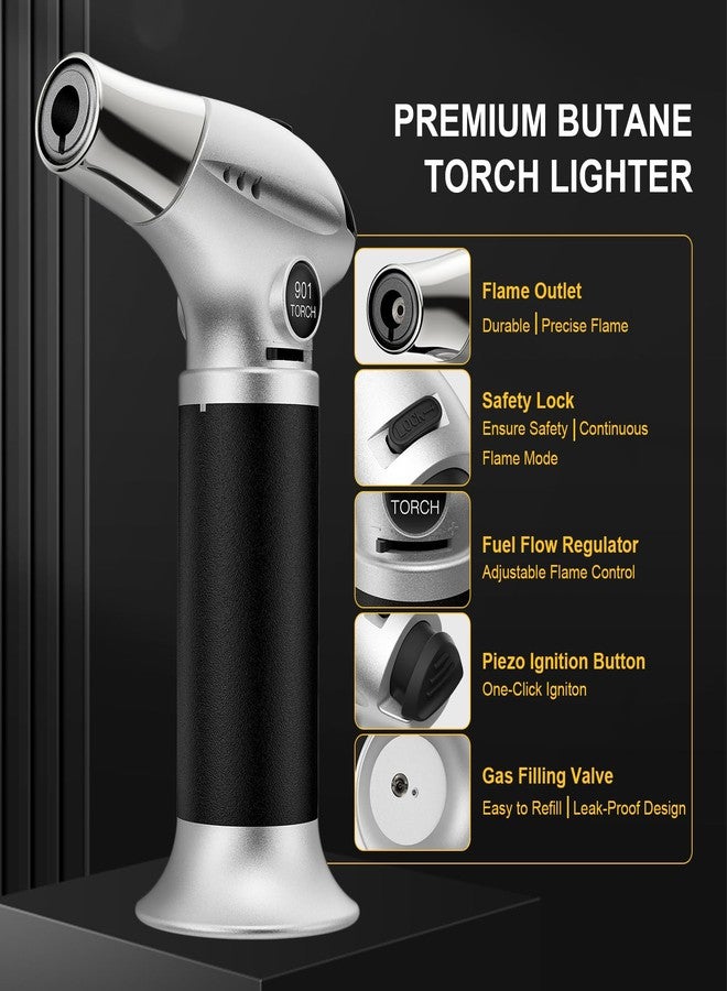TBTEEK Butane Torch, Kitchen Torch Cooking Torch with Safety Lock & Adjustable Flame for Cooking, BBQ, Baking, Brulee, Creme, DIY Soldering(Butane Not Included) - Image 2