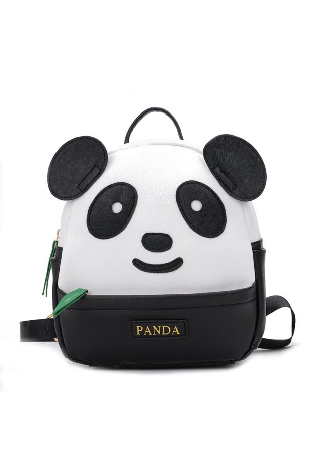 Panda Backpack 2023 Kindergarten Schoolbag Cartoon Panda Bamboo Leaf Bag Childish Cute PU Fashion Backpack-Color:Black Trumpet - Image 1