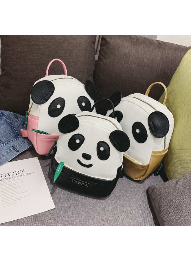 Panda Backpack 2023 Kindergarten Schoolbag Cartoon Panda Bamboo Leaf Bag Childish Cute PU Fashion Backpack-Color:Black Trumpet - Image 2