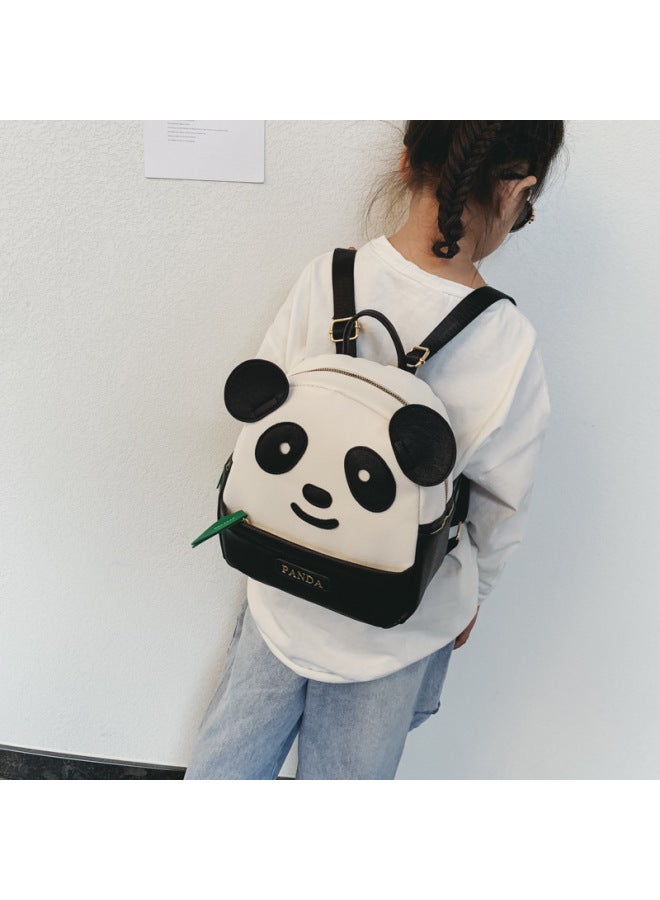Panda Backpack 2023 Kindergarten Schoolbag Cartoon Panda Bamboo Leaf Bag Childish Cute PU Fashion Backpack-Color:Black Trumpet - Image 5