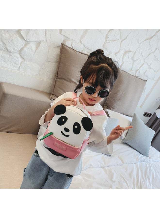 Panda Backpack 2023 Kindergarten Schoolbag Cartoon Panda Bamboo Leaf Bag Childish Cute PU Fashion Backpack-Color:Black Trumpet - Image 4