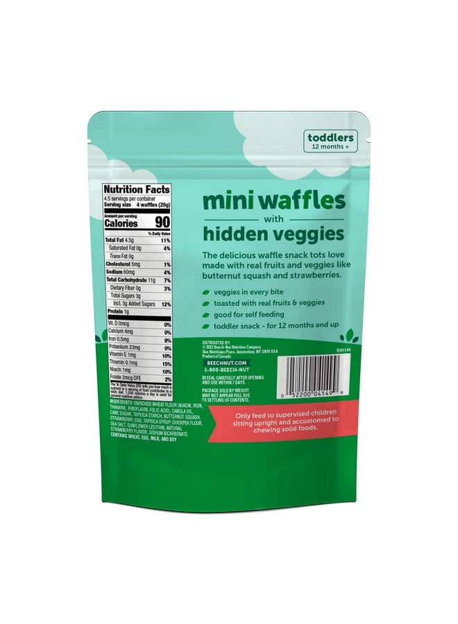 Beech-Nut Toddler Snacks, Mini Waffles with Hidden Veggies, Butternut Berry, Non-GMO, 3.2 oz Bag (7 Pack) - Image 1