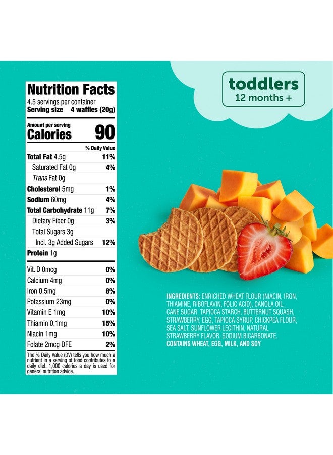 Beech-Nut Toddler Snacks, Mini Waffles with Hidden Veggies, Butternut Berry, Non-GMO, 3.2 oz Bag (7 Pack) - Image 4