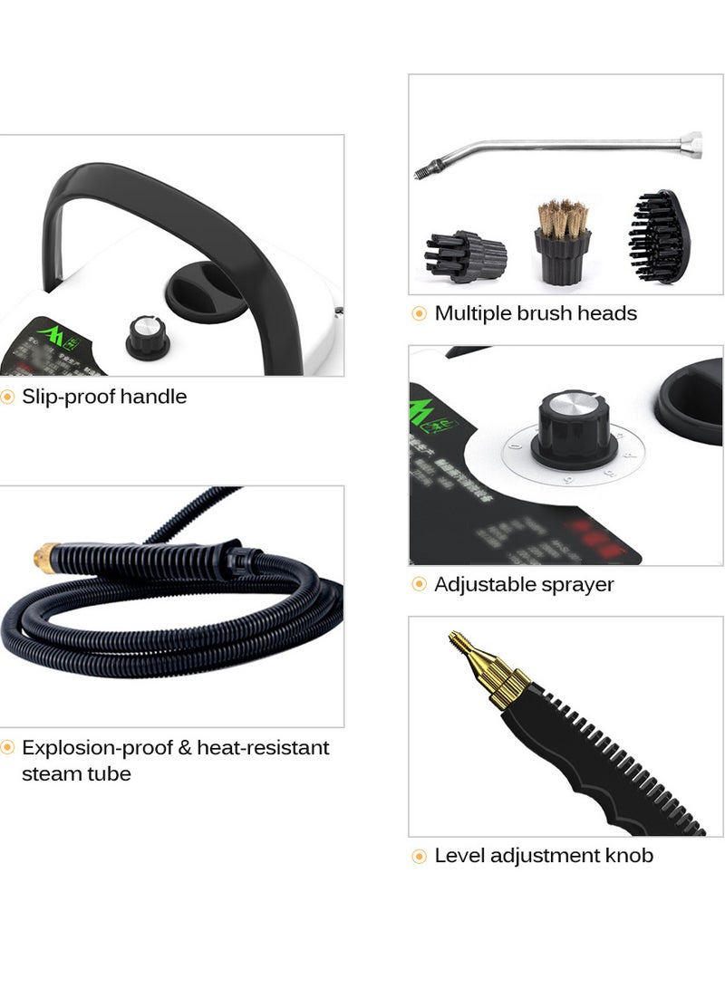 منظف بخار محمول باليد بقدرة 2500 وات، آلة تنظيف بالبخار المضغوط بدرجة حرارة عالية، لون أبيض - Image 4