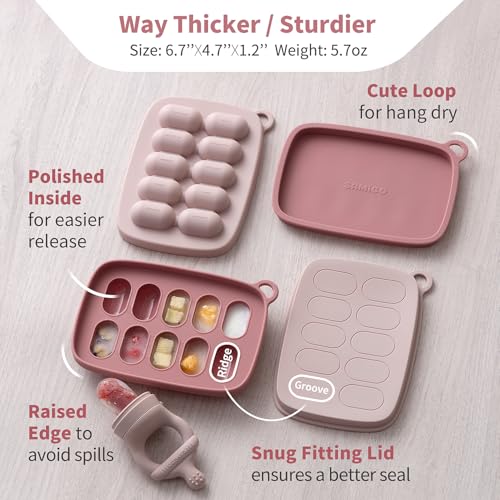 SAMiGO Baby Food Fruit Feeder and Breastmilk Popsicle Mold Set, Silicone Fruit Teether, Food Feeder Pacifier for Teething Relief, Freezer Tray, Baby Feeding Essentials, 4 Months+ - Image 4
