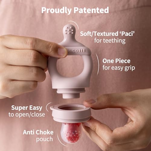 SAMiGO Baby Food Fruit Feeder and Breastmilk Popsicle Mold Set, Silicone Fruit Teether, Food Feeder Pacifier for Teething Relief, Freezer Tray, Baby Feeding Essentials, 4 Months+ - Image 3