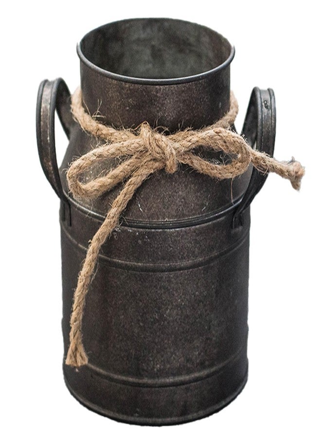 LSLANSOON Rust Paint Flower Vase, Rustic Galvanized Metal Milk Can Bucket Primitives Jug for Home Garden Shop Decor - Image 1