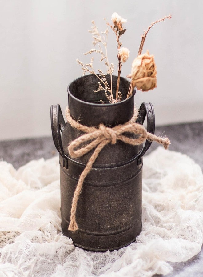 LSLANSOON Rust Paint Flower Vase, Rustic Galvanized Metal Milk Can Bucket Primitives Jug for Home Garden Shop Decor - Image 2