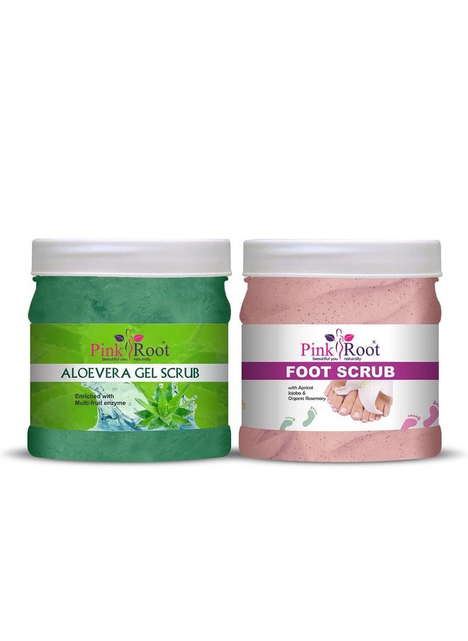 Pink Root - Pink Root Aloe Vera Gel Scrub 500gm with Foot Scrub 500gm - Image 1