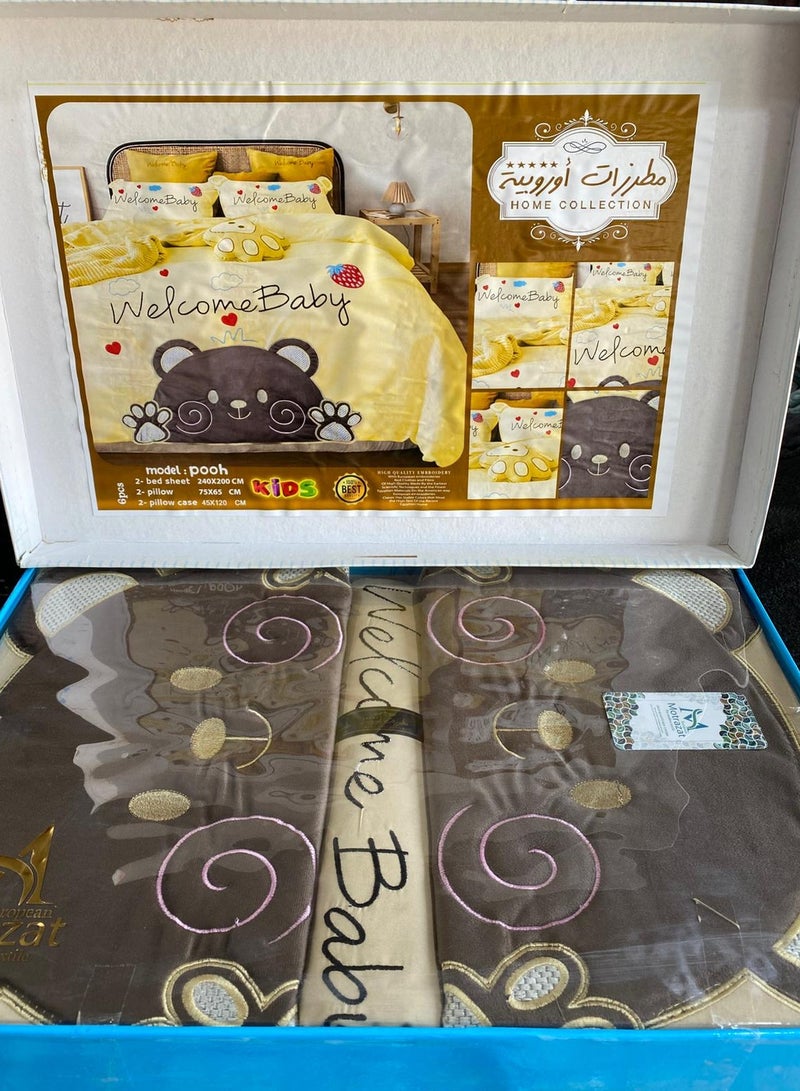 Turkish cotton baby blanket set - 6 pieces - three-dimensional 