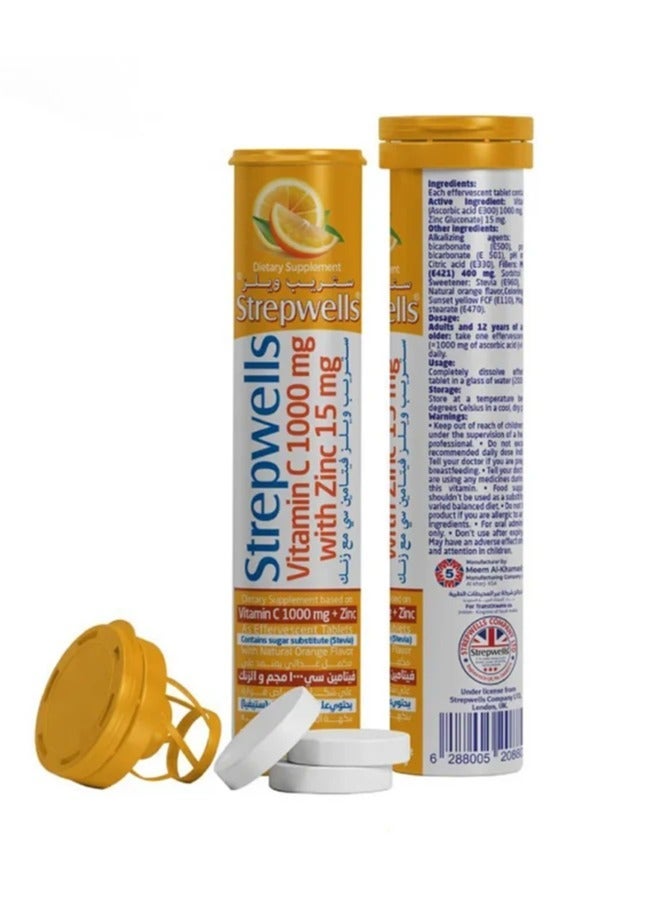 Strepwells Vitamin C 1000 mg with Zinc 20 Tablets - Image 2