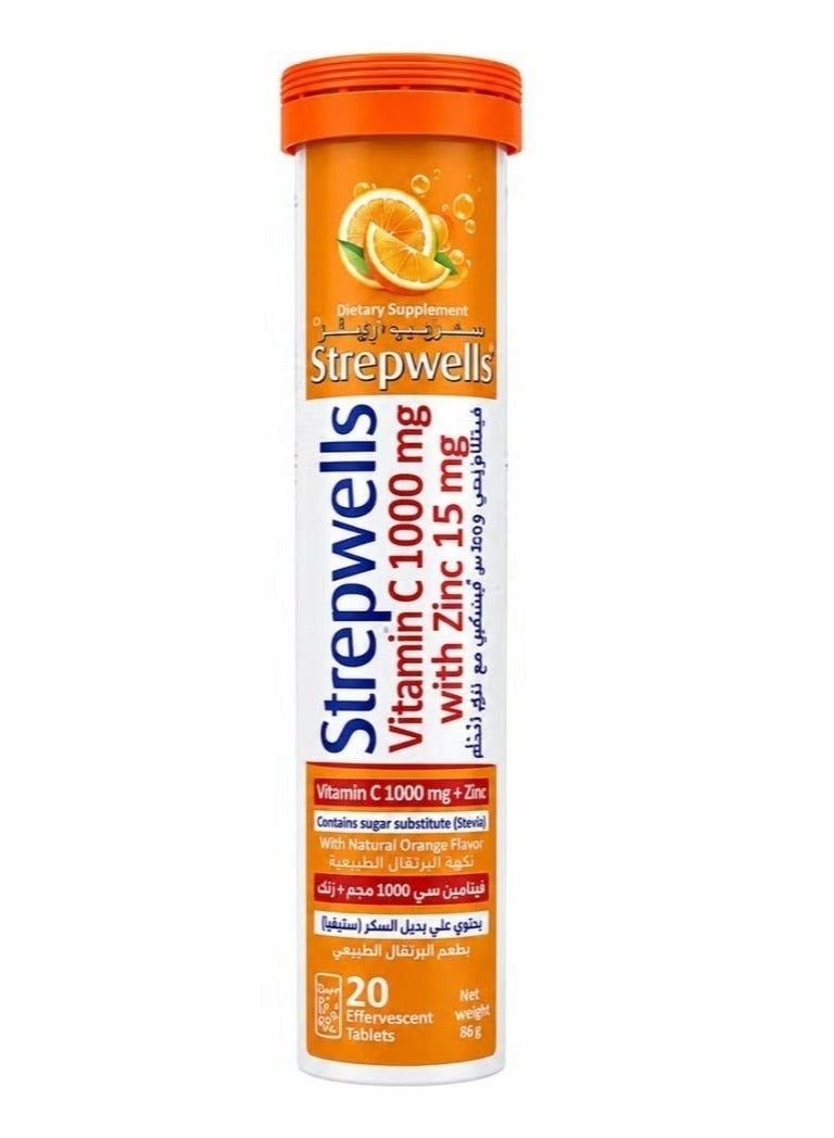 Strepwells Vitamin C 1000 mg with Zinc 20 Tablets - Image 1