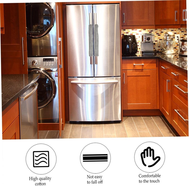 VOSAREA 6pcs Washable Refrigerator Handle Covers Elegant and Stylish Fridge Protector Non- Kitchen Appliance Covers Grey Color for Easy Cleaning and Home Decoration - Image 5
