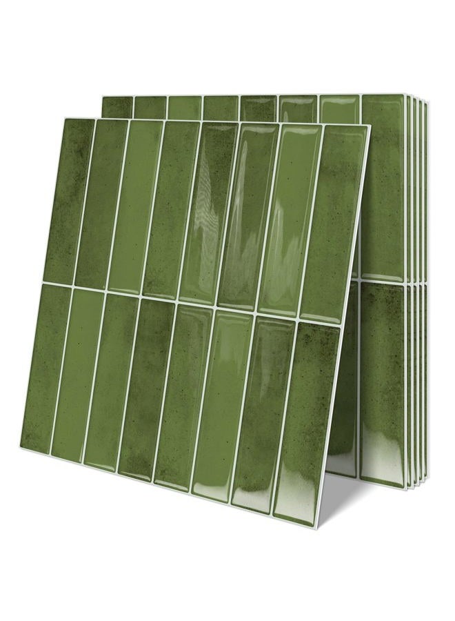 MOONFUN 10 Sheets Upgraded Thicker Design Subway Tile Peel and Stick Backsplash,12”×12”Self Adhesive Wall Tiles Stick on Back Splash for Kitchen,Bathroom,Camper(Green) - Image 1