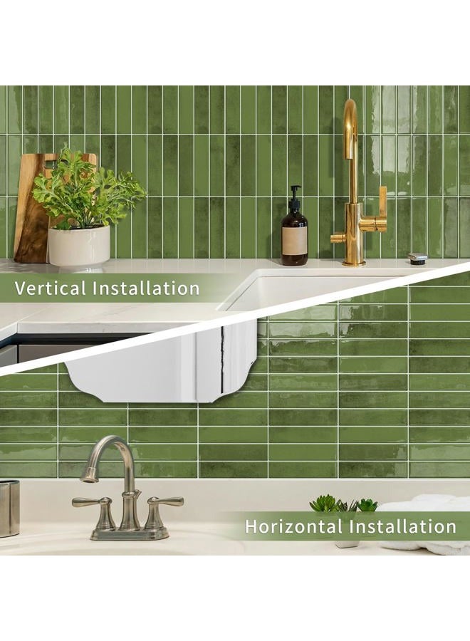 MOONFUN 10 Sheets Upgraded Thicker Design Subway Tile Peel and Stick Backsplash,12”×12”Self Adhesive Wall Tiles Stick on Back Splash for Kitchen,Bathroom,Camper(Green) - Image 3