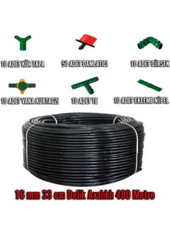 400 Meter 16 mm 33 cm Perforated Drip Irrigation Hose Pipe Set and Fittings