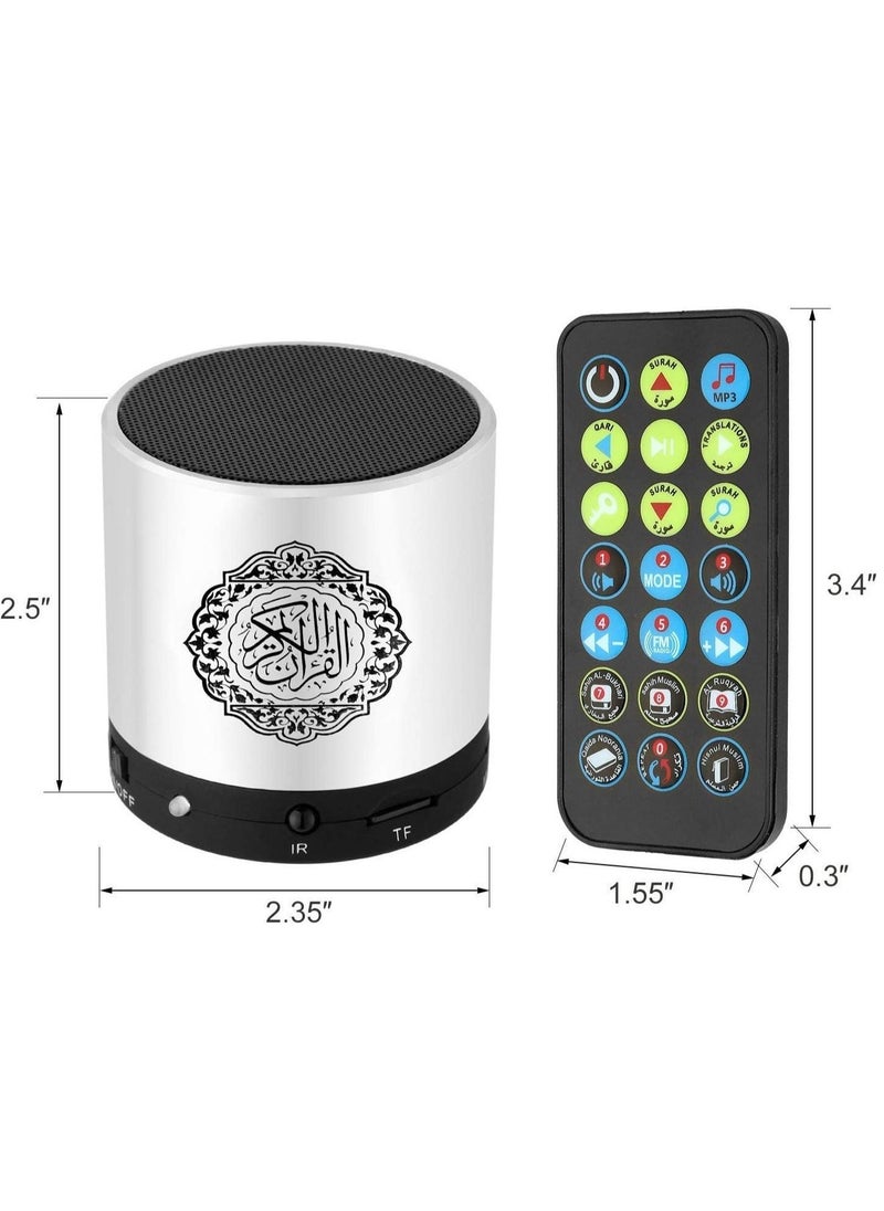 JAJEEK "SQ200 Portable Quran Speaker with Remote Control – 8GB MP3 Player, TF Card Slot, FM Radio, USB Rechargeable (Silver)" - Image 3
