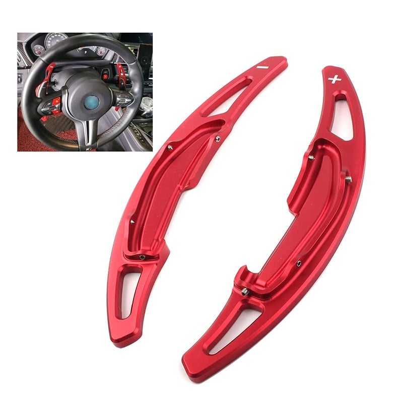 SANRILY 2PCS Paddle Shifter Extensions Sport Metal Steering Wheel Paddle Shifter for BMW M2 M3 M4 M5 X5M X6M F87 F85 F86 F80 F82 F83 F10 M6 F12 2016 2017 2018 2019 Paddle shifters Blade red