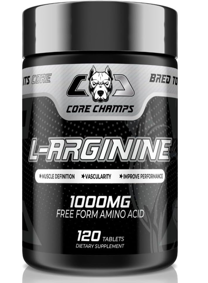 CORE CHAMPS L-Arginine 1000 mg free form Amino Acid 120 Tablets - Image 1