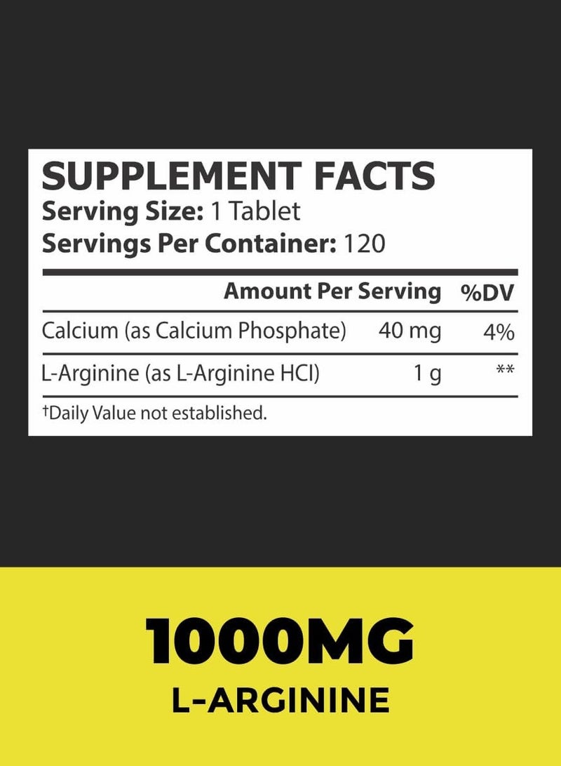 CORE CHAMPS L-Arginine 1000 mg free form Amino Acid 120 Tablets - Image 3