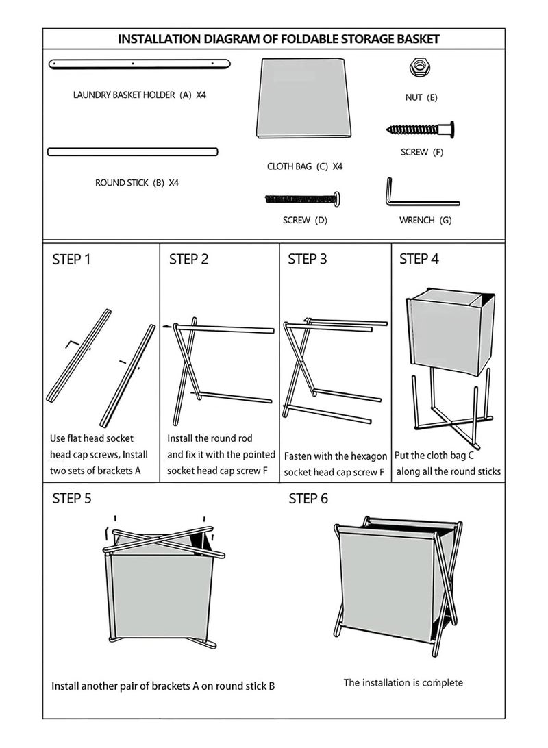 Laundry Basket Laundry Organizer Cabinet Portable Folding Clothes Laundry Basket Dirty Clothes Storage with Removable Liner Bag Bamboo Laundry Hamper for Storage Clothes Toys(40*34cm) - Image 4