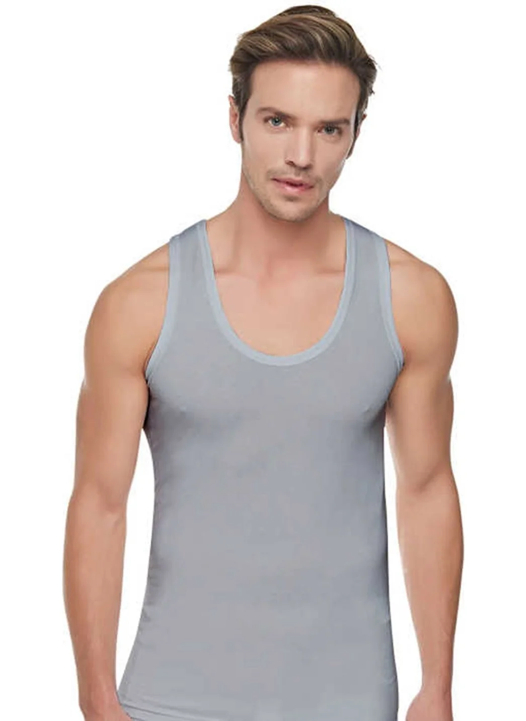 Tutku Men's Gray 6-pack 40% Cotton 60% Polyester Undershirt