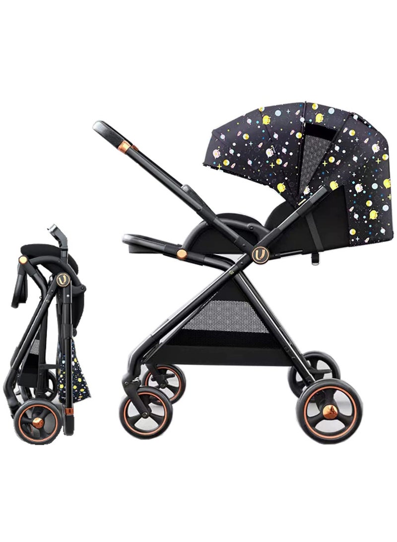 Baby Stroller Adjustable Handlebar, Multi-Position Recline Large Storage Basket and UV-Protective Canopy - Image 1