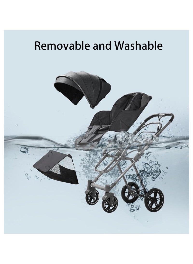 Baby Stroller Adjustable Handlebar, Multi-Position Recline Large Storage Basket and UV-Protective Canopy - Image 3