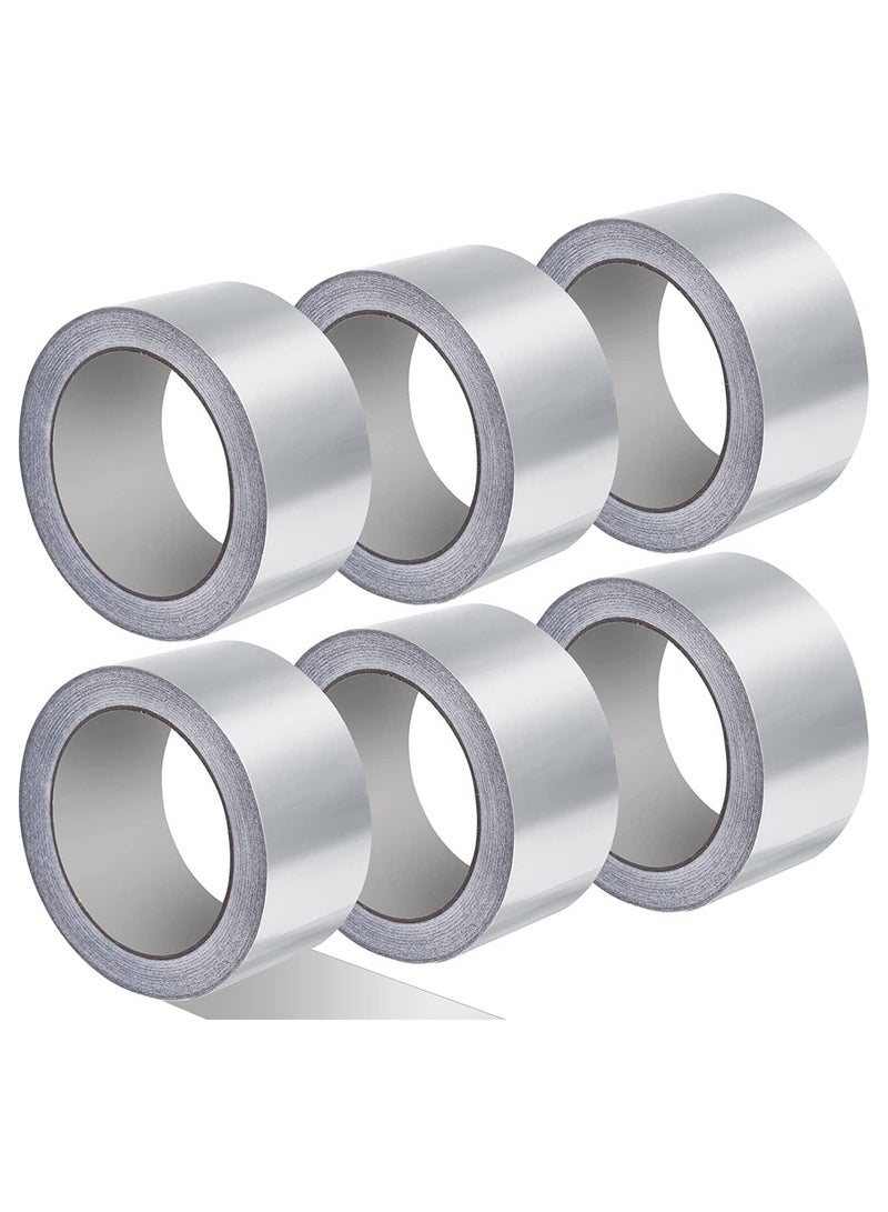 MARKQ [Pack of 6] Aluminum Foil Tape - 2" x 15 Yards | Insulation Adhesive Silver Metal Tape for HVAC, Sealing & Patching Hot & Cold Air Ducts  - Image 1