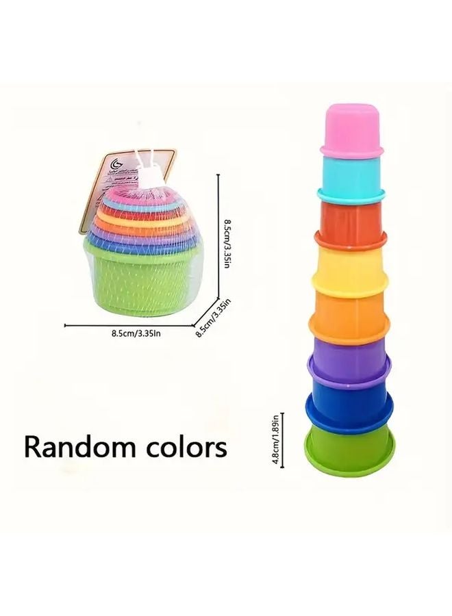 Rainbow Color Round Stacking Cups 8pcs Ideal Gift For Kids All Occasions - Image 3