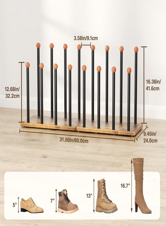 pickpiff Boot Rack 8-Pair Cedar Ball End Boot Rack Shoe Organizer Free standing Metal Holder with Wood Base - Image 2