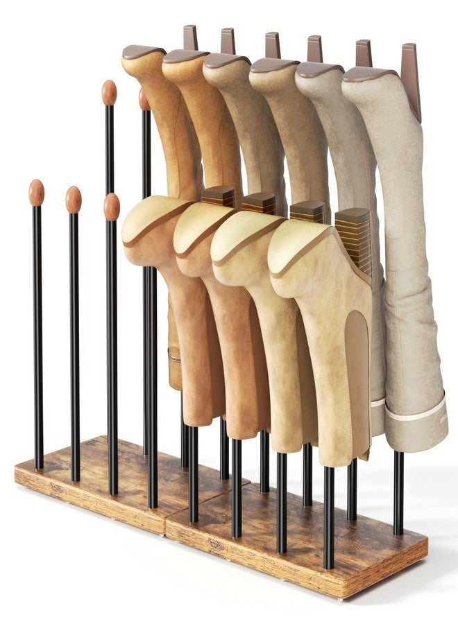pickpiff Boot Rack 8-Pair Cedar Ball End Boot Rack Shoe Organizer Free standing Metal Holder with Wood Base - Image 1