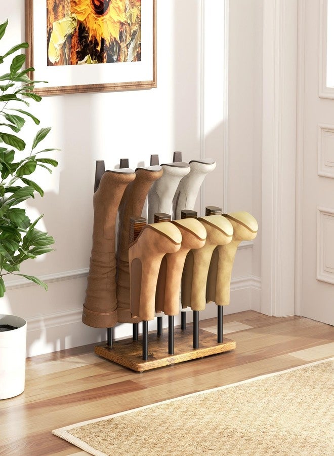 pickpiff Boot Rack 8-Pair Cedar Ball End Boot Rack Shoe Organizer Free standing Metal Holder with Wood Base - Image 4