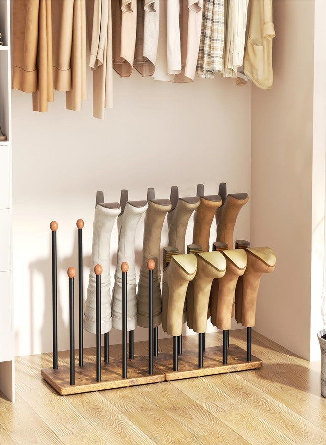 pickpiff Boot Rack 8-Pair Cedar Ball End Boot Rack Shoe Organizer Free standing Metal Holder with Wood Base - Image 3