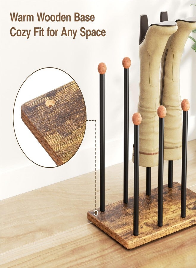pickpiff Boot Rack 8-Pair Cedar Ball End Boot Rack Shoe Organizer Free standing Metal Holder with Wood Base - Image 5